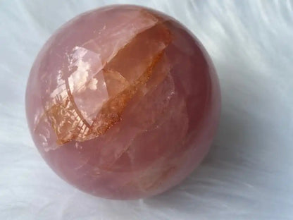 Madagascar Rose Quartz in Star Quartz Sphere Ball 100% Natural Crystal Gemstone - JING WEN CRYSTAL