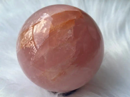 Madagascar Rose Quartz in Star Quartz Sphere Ball 100% Natural Crystal Gemstone - JING WEN CRYSTAL