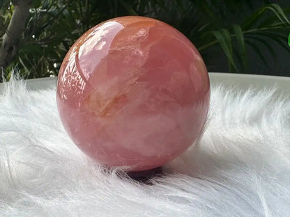 Madagascar Rose Quartz in Star Quartz Sphere Ball 100% Natural Crystal Gemstone - JING WEN CRYSTAL