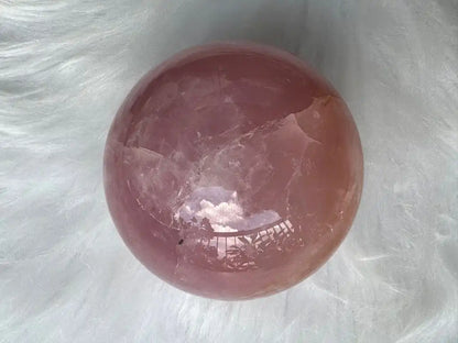 Madagascar Rose Quartz in Star Quartz Sphere Ball 100% Natural Crystal Gemstone - JING WEN CRYSTAL