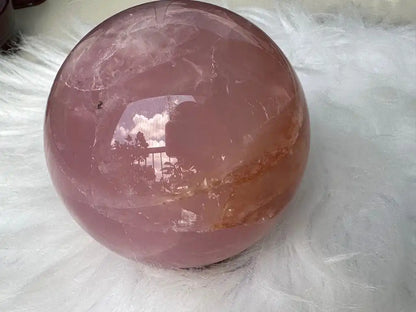 Madagascar Rose Quartz in Star Quartz Sphere Ball 100% Natural Crystal Gemstone - JING WEN CRYSTAL