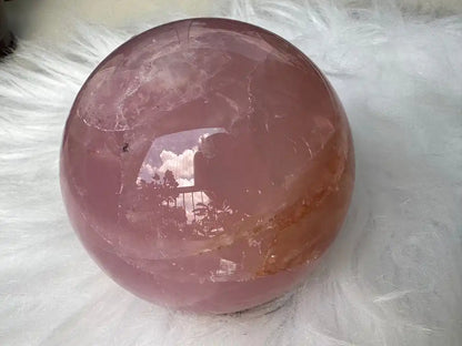 Madagascar Rose Quartz in Star Quartz Sphere Ball 100% Natural Crystal Gemstone - JING WEN CRYSTAL