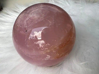 Madagascar Rose Quartz in Star Quartz Sphere Ball 100% Natural Crystal Gemstone - JING WEN CRYSTAL