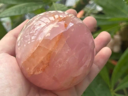 Madagascar Rose Quartz in Star Quartz Sphere Ball 100% Natural Crystal Gemstone - JING WEN CRYSTAL