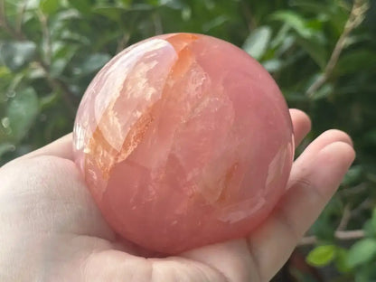 Madagascar Rose Quartz in Star Quartz Sphere Ball 100% Natural Crystal Gemstone - JING WEN CRYSTAL