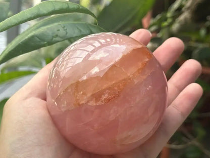 Madagascar Rose Quartz in Star Quartz Sphere Ball 100% Natural Crystal Gemstone - JING WEN CRYSTAL