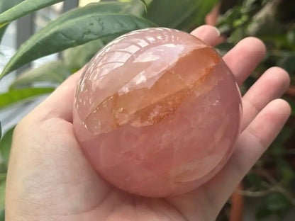 Madagascar Rose Quartz in Star Quartz Sphere Ball 100% Natural Crystal Gemstone - JING WEN CRYSTAL