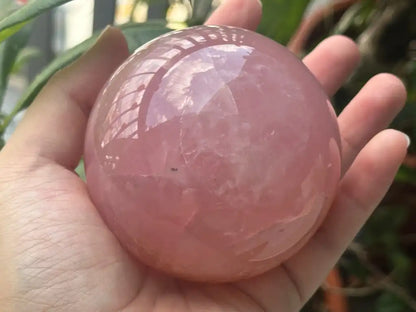 Madagascar Rose Quartz in Star Quartz Sphere Ball 100% Natural Crystal Gemstone - JING WEN CRYSTAL