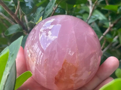 Madagascar Rose Quartz in Star Quartz Sphere Ball 100% Natural Crystal Gemstone - JING WEN CRYSTAL