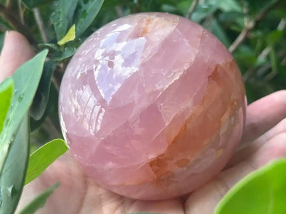 Madagascar Rose Quartz in Star Quartz Sphere Ball 100% Natural Crystal Gemstone - JING WEN CRYSTAL