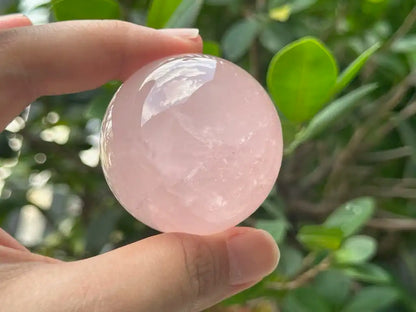 Madagascar Rose Quartz in Star Quartz Sphere Ball 100% Natural Crystal Gemstone - JING WEN CRYSTAL