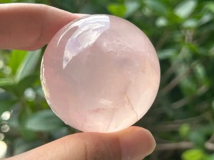 Madagascar Rose Quartz in Star Quartz Sphere Ball 100% Natural Crystal Gemstone - JING WEN CRYSTAL