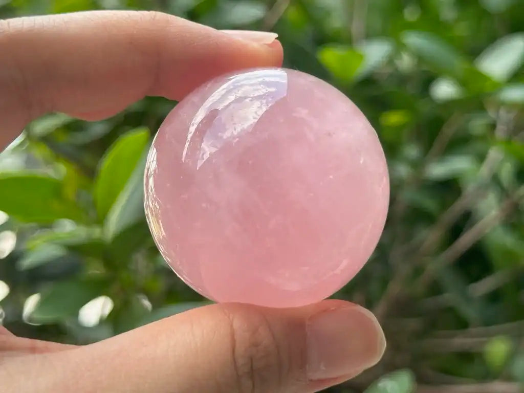 Madagascar Rose Quartz in Star Quartz Sphere Ball 100% Natural Crystal Gemstone - JING WEN CRYSTAL