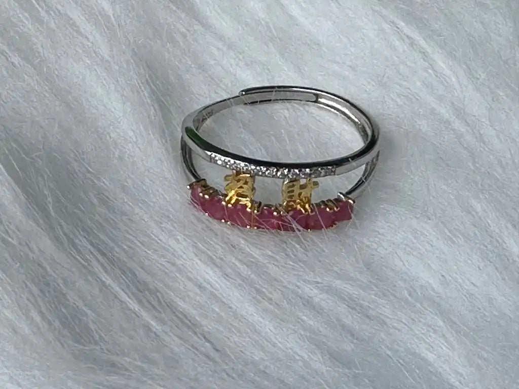 India Ruby Prosperity Ring in Silver 925 A Grade 100% Natural Crystal Gemstone - JING WEN CRYSTAL