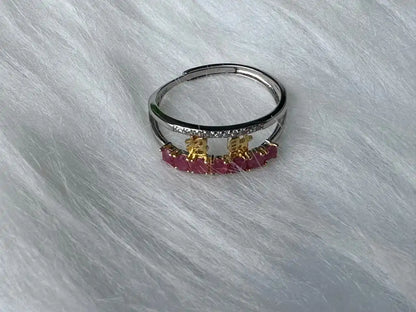 India Ruby Prosperity Ring in Silver 925 A Grade 100% Natural Crystal Gemstone - JING WEN CRYSTAL