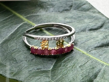 India Ruby Prosperity Ring in Silver 925 A Grade 100% Natural Crystal Gemstone - JING WEN CRYSTAL