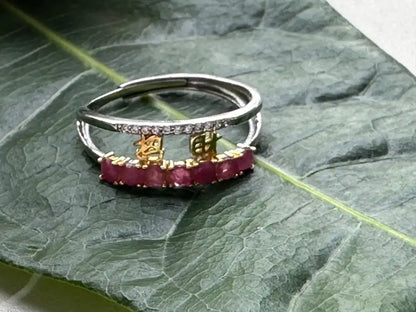 India Ruby Prosperity Ring in Silver 925 A Grade 100% Natural Crystal Gemstone - JING WEN CRYSTAL