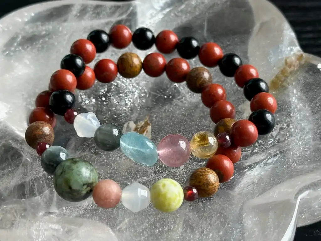 7 Chakra Bracelet Special Intuitively Selected A Grade 100% Natural Crystal Gemstone - JING WEN CRYSTAL