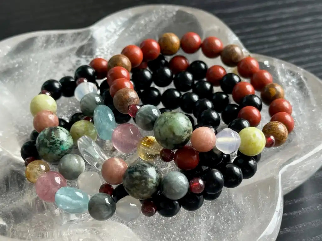 7 Chakra Bracelet Special Intuitively Selected A Grade 100% Natural Crystal Gemstone - JING WEN CRYSTAL