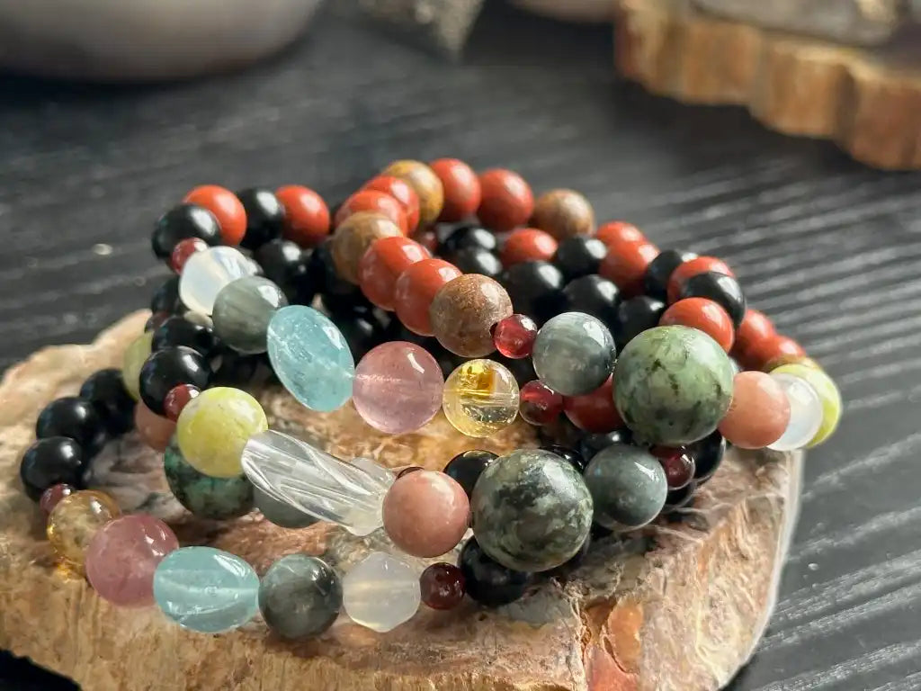 7 Chakra Bracelet Special Intuitively Selected A Grade 100% Natural Crystal Gemstone - JING WEN CRYSTAL