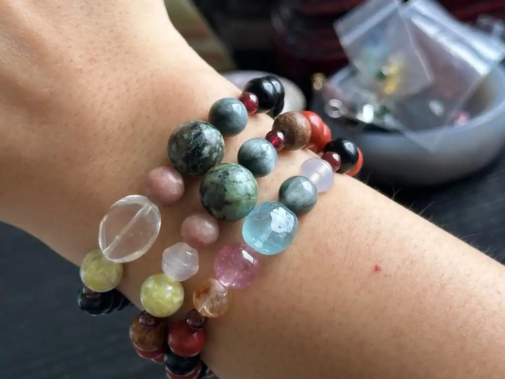 7 Chakra Bracelet Special Intuitively Selected A Grade 100% Natural Crystal Gemstone - JING WEN CRYSTAL