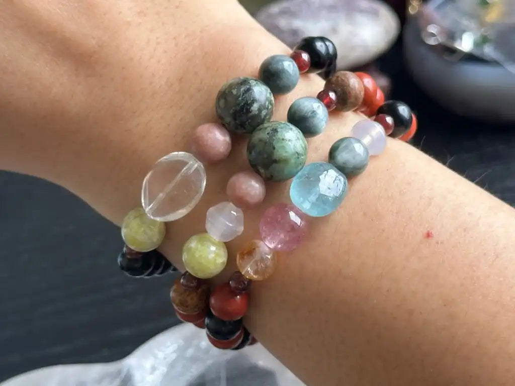 7 Chakra Bracelet Special Intuitively Selected A Grade 100% Natural Crystal Gemstone - JING WEN CRYSTAL