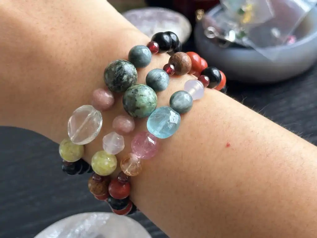 7 Chakra Bracelet Special Intuitively Selected A Grade 100% Natural Crystal Gemstone - JING WEN CRYSTAL