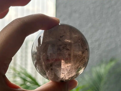 Brazil Smoky Quartz Sphere Ball with Shungite Base 100% Natural Crystal Gemstone - JING WEN CRYSTAL