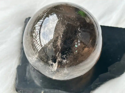 Brazil Smoky Quartz Sphere Ball with Shungite Base 100% Natural Crystal Gemstone - JING WEN CRYSTAL