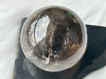 Brazil Smoky Quartz Sphere Ball with Shungite Base 100% Natural Crystal Gemstone - JING WEN CRYSTAL