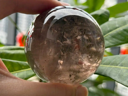 Brazil Smoky Quartz Sphere Ball with Shungite Base 100% Natural Crystal Gemstone - JING WEN CRYSTAL