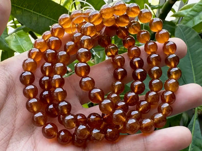 India Orange Garnet Bracelet 7-8mm A Grade 100% Natural Crystal Gemstone - JING WEN CRYSTAL