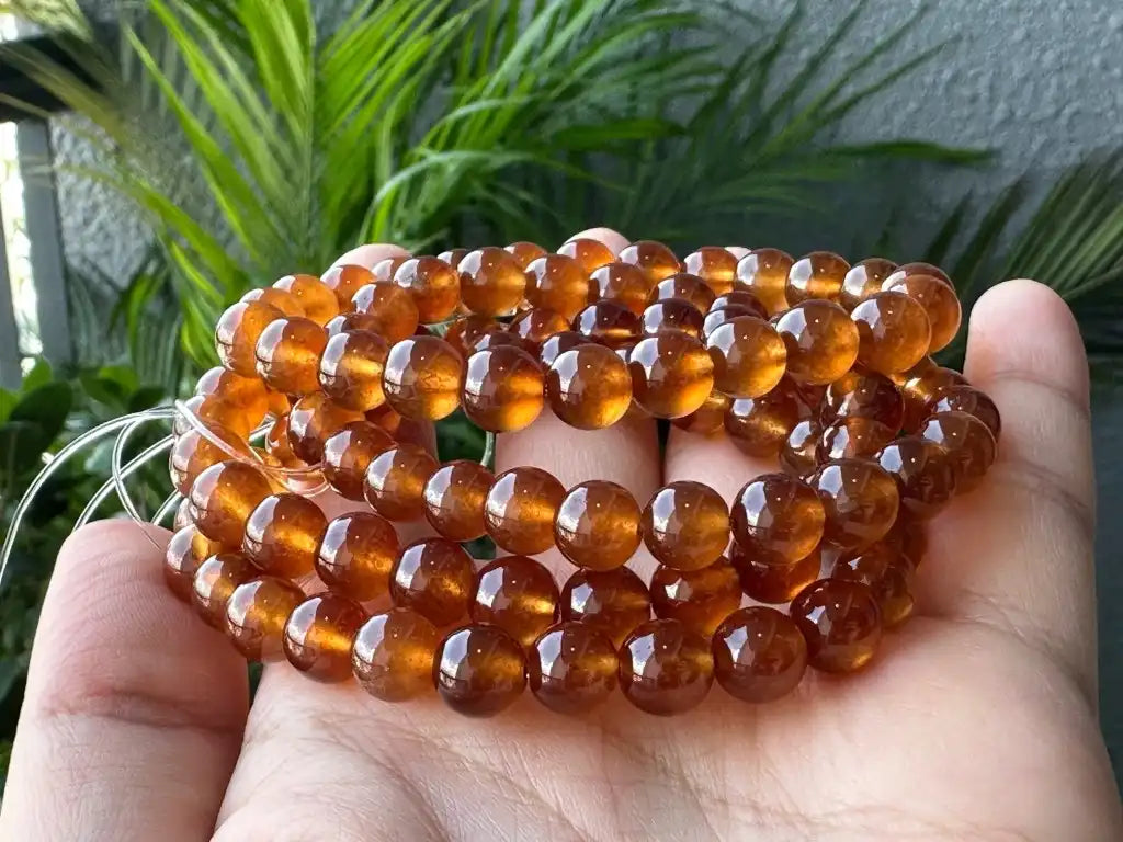 India Orange Garnet Bracelet 7-8mm A Grade 100% Natural Crystal Gemstone - JING WEN CRYSTAL