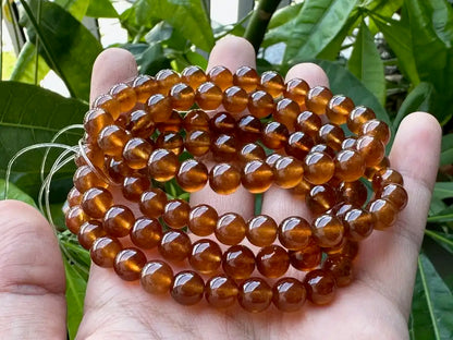 India Orange Garnet Bracelet 7-8mm A Grade 100% Natural Crystal Gemstone - JING WEN CRYSTAL