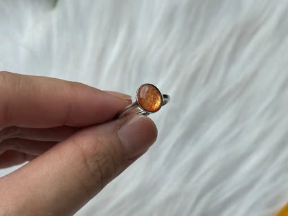 India Golden Sunstone Adjustable Ring A Grade with Silver 925 100% Natural Crystal Gemstone - JING WEN CRYSTAL