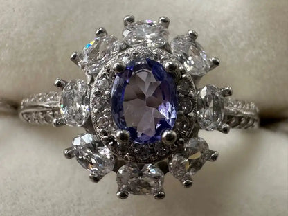 Tanzania Tanzanite Adjustable Ring A Grade with Silver 925 100% Natural Crystal - JING WEN CRYSTAL