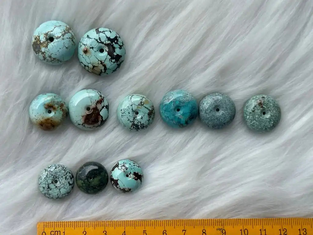 USA Turquoise Donut Pendant A Grade 100% Natural Crystal Gemstone - JING WEN CRYSTAL