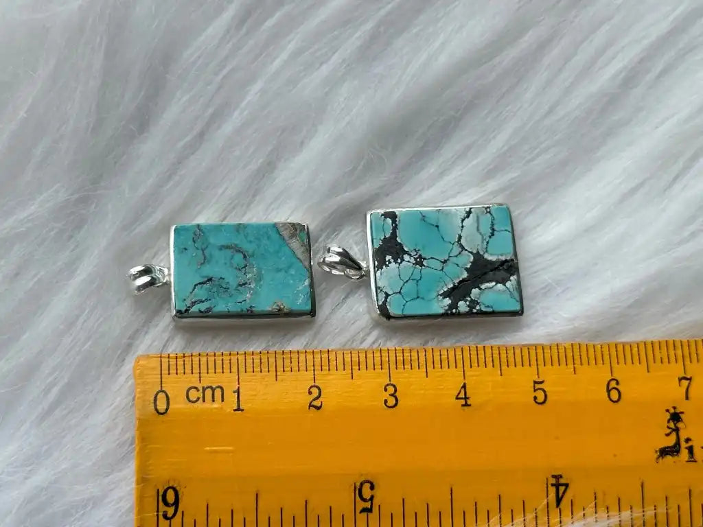 USA Turquoise Pendant in Silver 925 A Grade 100% Natural Crystal Gemstone - JING WEN CRYSTAL