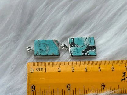 USA Turquoise Pendant in Silver 925 A Grade 100% Natural Crystal Gemstone - JING WEN CRYSTAL