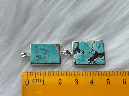 USA Turquoise Pendant in Silver 925 A Grade 100% Natural Crystal Gemstone - JING WEN CRYSTAL