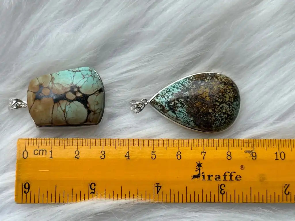 USA Turquoise Pendant in Silver 925 A Grade 100% Natural Crystal Gemstone - JING WEN CRYSTAL