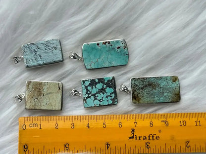 USA Turquoise Pendant in Silver 925 A Grade 100% Natural Crystal Gemstone - JING WEN CRYSTAL