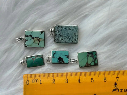 USA Turquoise Pendant in Silver 925 A Grade 100% Natural Crystal Gemstone - JING WEN CRYSTAL