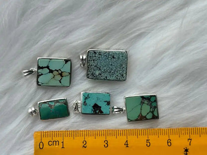 USA Turquoise Pendant in Silver 925 A Grade 100% Natural Crystal Gemstone - JING WEN CRYSTAL