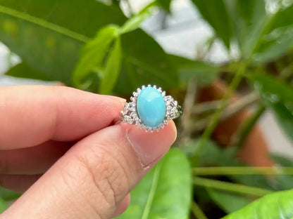 USA Turquoise Adjustable Ring in Silver 925 100% Natural Crystal Gemstone - JING WEN CRYSTAL