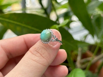 USA Turquoise Adjustable Ring in Silver 925 100% Natural Crystal Gemstone - JING WEN CRYSTAL