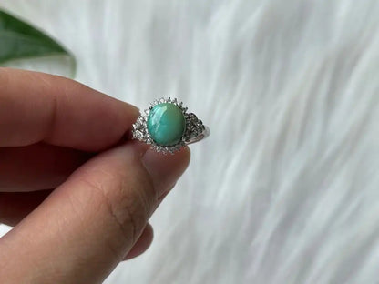 USA Turquoise Adjustable Ring in Silver 925 100% Natural Crystal Gemstone - JING WEN CRYSTAL