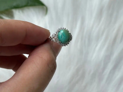 USA Turquoise Adjustable Ring in Silver 925 100% Natural Crystal Gemstone - JING WEN CRYSTAL