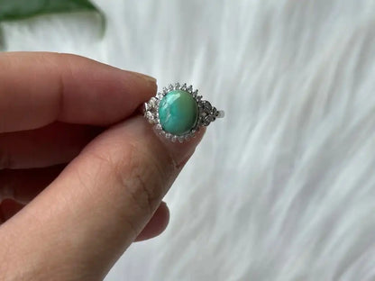 USA Turquoise Adjustable Ring in Silver 925 100% Natural Crystal Gemstone - JING WEN CRYSTAL