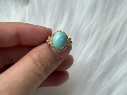 USA Turquoise Adjustable Ring in Silver 925 100% Natural Crystal Gemstone - JING WEN CRYSTAL